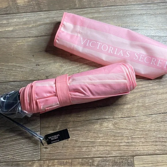 NWT Victoria’s Secret Classic Pink Striped Umbrella - Picture 3 of 9
